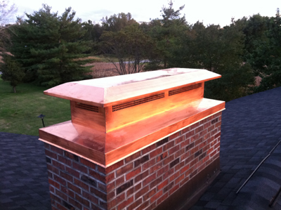 Before and after chimney cap replacement in Massapequa Park, NY