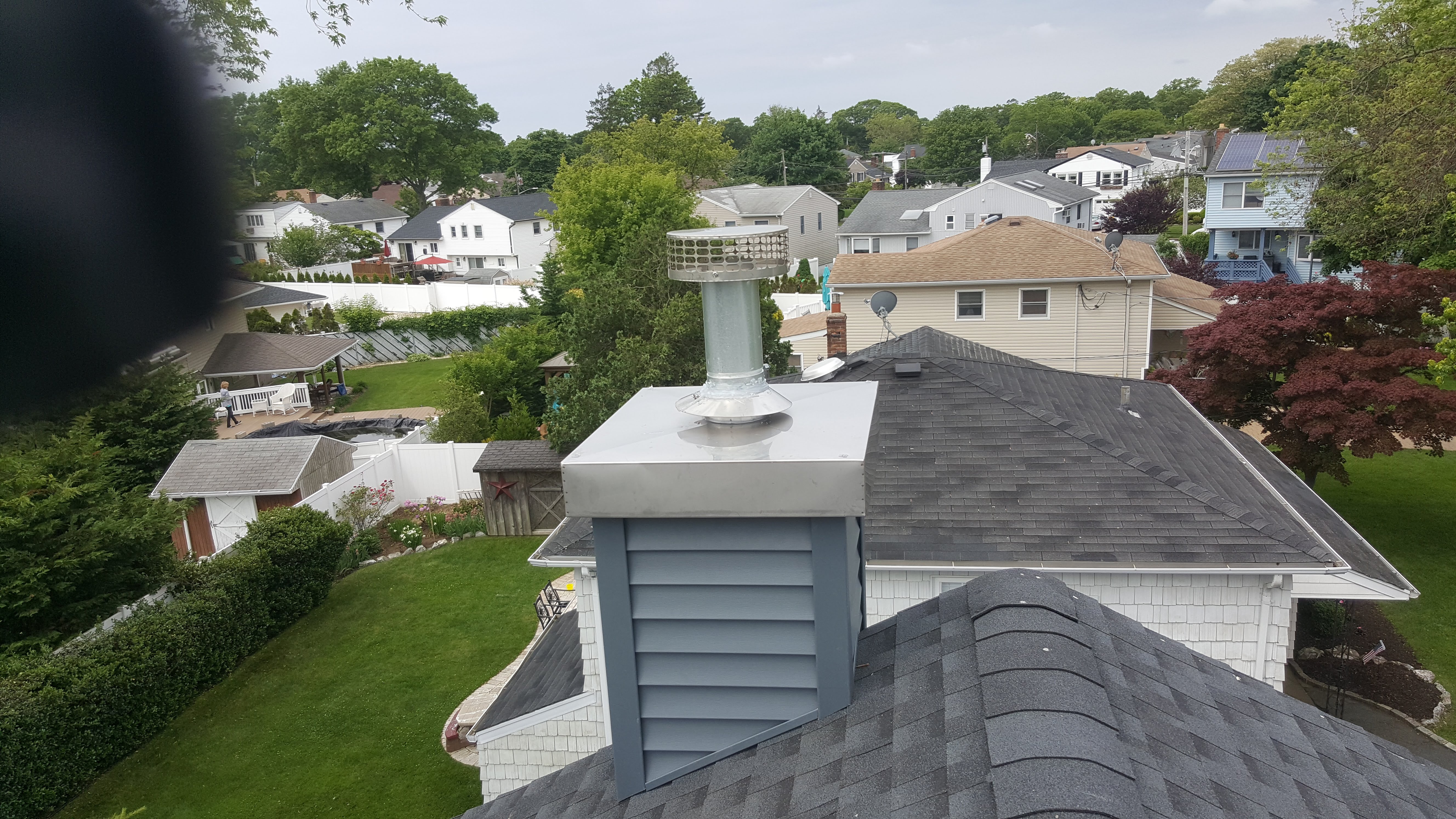 Complete chimney crown rebuild and waterproofing in Massapequa Park, New York